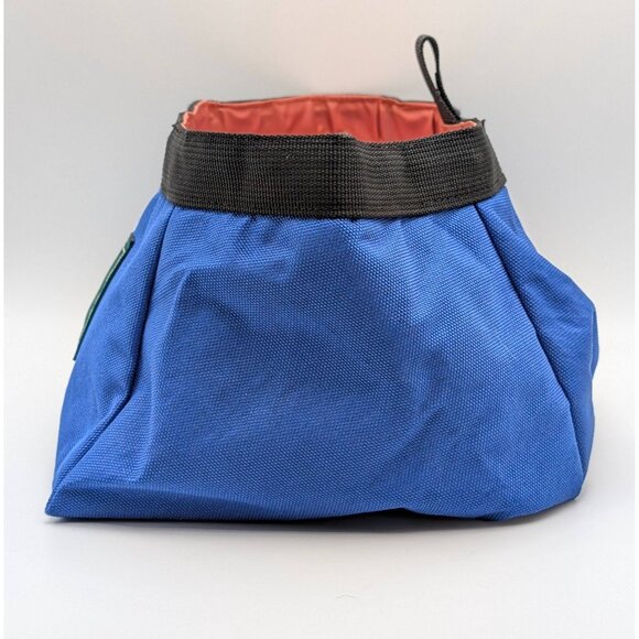 LL Bean Packaway Travel Dog Tote Bag Bowl Blue Canvas Portable Water Food Dish - Picture 3 of 6